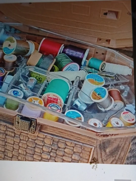 Sewing Box With Contents - Picture 2 of 5